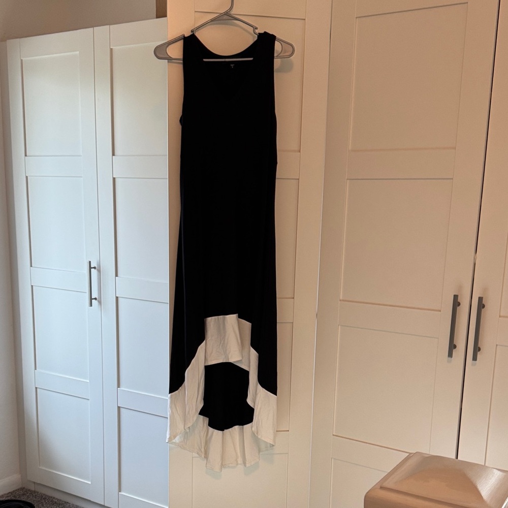 Karen Kane Elegant Black and White High-Low Dress